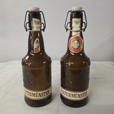 VTG German Beer Bottle Altenmunster Imported w/Ceramic Lid Amber Embossed Empty picture