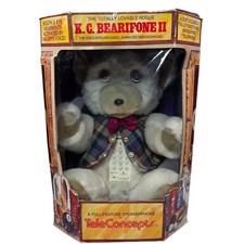 NOS K.C. Bearifone II Animated Talking Teddy Bear Novelty Phone 1986 *Untested picture