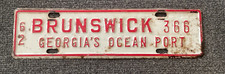 RARE  1962 BRUNSWICK GEORGIA OCEAN PORT License Plate TOPPER ORIGINAL PAINT picture