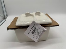 Ceramic 5in White Ribbon Covered Squared Box AA01B11028 picture