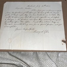 1853 Suffield CT Genealogy Letter Signed by Amherst College Building Architect picture