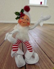 Annalee Christmas Elf Figurine 2004 Mobilitee Posable White and Red Striped picture
