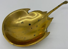 Vintage Solid Brass Horseshoe Crab Ashtray Hollywood Regency - Made in Taiwan  picture
