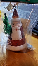 Vintage Midwest Importers of Cannon Falls Santa Wood Ornament New Dangle Legs picture