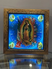 Vintage Our Lady of Guadalupe Framed Lighted Wall Picture Frame. picture