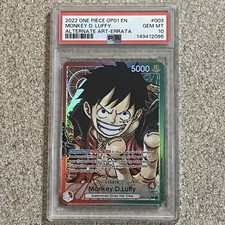 2022 One Piece Romance Dawn OP01-003 Monkey D. Luffy Alt Art Errata PSA 10 picture