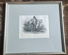1845 Karl Bodmer Blackfoot Indian Horseback Engraving Graham's Magazine Framed picture