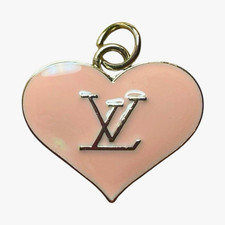Louis Vuitton Gold and Light Pink Enamel Heart Logo Zipper Pull Charm picture