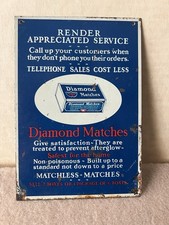 Vintage Original Diamond Matches Advertising Sign Tin picture