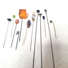 Lot of 12 Assorted Vintage Antique Hat Stick Pins big and small picture