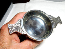 Vintage Pewter Quaich Co. Scotland Celtic Knot Whiskey Tasting Cup/ Nice picture