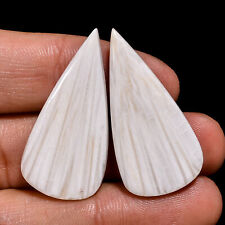 26.00Cts. Natural Fossil Scolecite Pair Loose Gemstone Pear Cabochon 35X17X4 MM picture