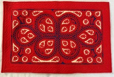 Vintage Hungarian Folk Art Felt Applique Table Mat Kalocsa Style Floral Textile picture