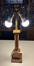Rare 1920’s KANNE & BESSANT NYC METAL COLUMN DOUBLE SOCKET TABLE LAMP (Tested) picture