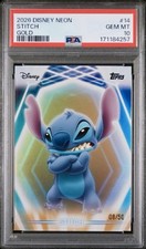 Stitch Gold (8/50) PSA 10 2026 Topps Disney Neon Pop 1  10% Charity picture