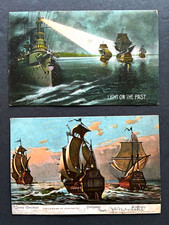 Lot of 2 Vintage 1906-1907 Jamestown Exposition Postcards Ships Battleship UDB picture