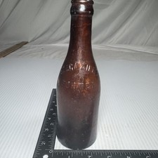 Early 20th C Stegmaier Beer Bottle, Brown Glass, Pony Size 6 1/2 oz, 7 1/2