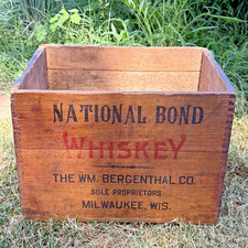 Vintage Pre-Prohibition Whiskey Crate National Bond American Distilling Illinois picture