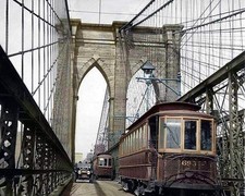 1913 TROLLEY CARS on BROOKLYN BRIDGE Photo  (233-i) picture