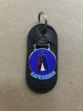 Vintage Leather Car Key Chain Key Ring Key Fob Plymouth Blue New Old Stock picture