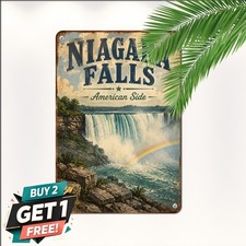 American Falls Landscape Scenic Water Cascade View Vintage Metal Tin Sign picture