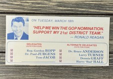 Vintage Ronald Reagan Political Ad Promo Help Me Win The GOP Nomination Support  picture