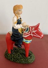 Vintage Swedish Dala Horse Girl Figurine Folk Art Hedlund 5” picture