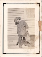 Sweet Girl Fashionista in Edwardian Dress and Hat Snapshot 1920s Antique Photo picture