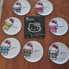 BT21 Hello Kitty Exclusive Plate Set 7pc Sanrio BTS Camo Collectible Appetizer picture