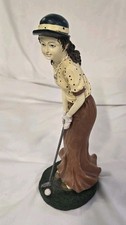 Vintage Lady Golfer Statue Figurine 9
