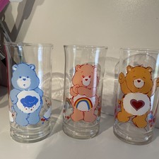 1983 Care Bears Drinking Glasses Pizza Hut Vintage Complete Set of 3 New picture