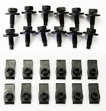 NEW Torino Cougar Mustang Fender Bolts and Clip Nuts Set of 24 Black w/ Washers picture