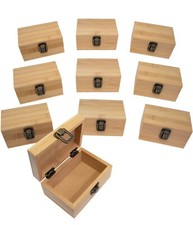 Set Of 10  Bamboo Wooden Box - Wood Keepsake Box With Hinged Lid picture
