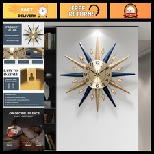 Large Mid Century Wall Clock - Modern Silent Battery Operated Decor for Home & O picture