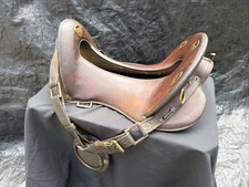 Rare Antique 1904 Army Leather Horse Saddle By P.C Co & ID’D A.H.B 11 1/2” Inch picture