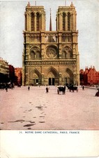Notre Dame Cathedral, Paris, France, Place de l'Hotel de Ville, Stamp, Postcard picture