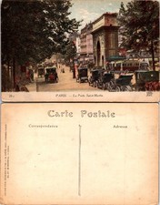 Paris France La Porte Saint Martin, Town Street, Vintage Postcard 73603 picture