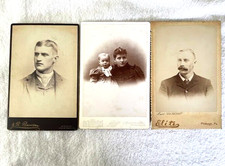 3 Old Vtg Studio Cabinet Card Picture PHOTO PITTSBURGH PA BABY MUSTACHE LOT 6.5