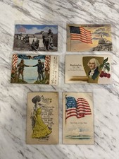 6 Antique Patriotic Postcards US Flag WWI Washington Civil War 1900s picture
