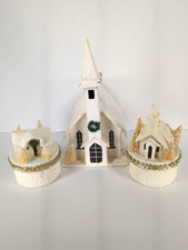 Seasons of Cannon Falls Church House Box Putz Cardboard Bottle Brush Vintage Lot picture