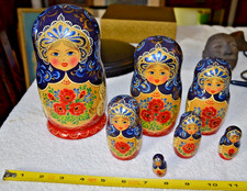 Vintage Russian fairy tale nesting dolls signed set of 7, hand made picture