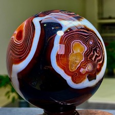 1.91LB Natural red stripe agate sphere Crystal Ball Madagascar mineral picture