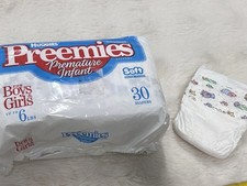 Vintage Late 1990s Huggies Preemies Premature Infant Diapers 30 Ct Open Package picture