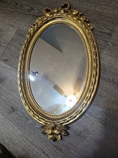 Ornate Oval Gold Wall Mirror Hollywood Regency Home Interior SYROCO HOMCO picture