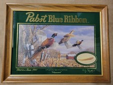 Vintage Pabst Blue Ribbon Beer Mirror Upland Game Birds wildlife series Pheasant picture