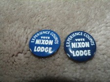 LOT 2 VINTAGE EXPERIENCE COUNTS VOTE NIXON LODGE POLTICIAL CAMPAIGN PIN PINBACK picture