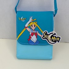 Vintage 1999 Sailor Moon Blue Crossbody Purse Wallet Mini Shoulder Bag Anime Tag picture