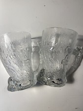 Set Of 2 The Flintstones Roc Donald’s Mcdonald’s ￼90s Glass Mugs  picture
