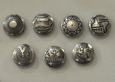 Lot of 7 Vtg Sterling Silver Native American Navajo Button Covers 925 picture