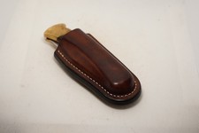 handmade buck 110 custom leather sheath mahogany brown, waxed, Sheath Only picture